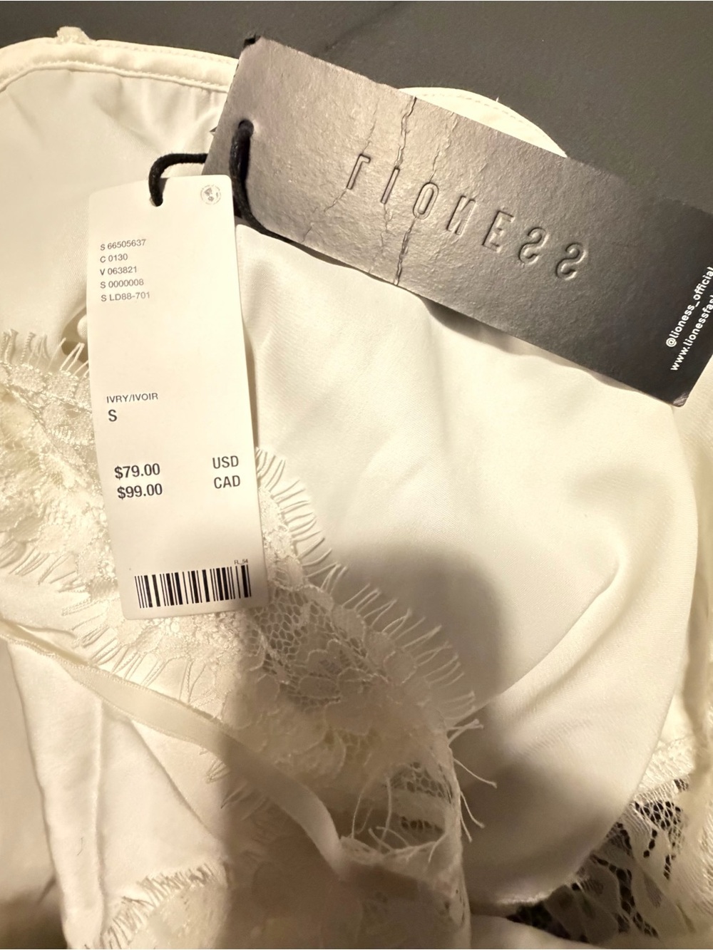 LIONESS Ivory Hideaway Satin Slip Dress - Size Small - NWT - Picture 9 of 9